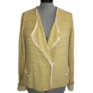 Matty M Mustard & Cream Cotton Knit Blazer/Cardigan, Women's Size Large